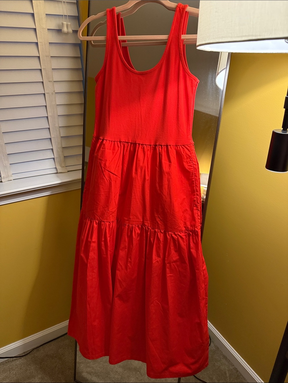 J. Crew Red Sleeveless Tiered Maxi Dress